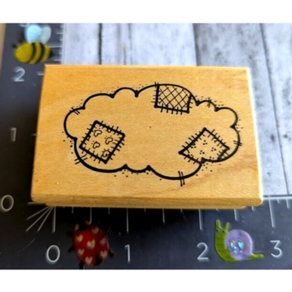 Copper Creations Cloud Shape Patches Quilt Rubber Stamp Wood #C56